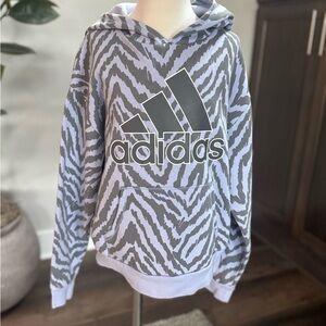 Adidas Kids Zebra Print Hoodie - Gray and Light Purple Girls 10/12
